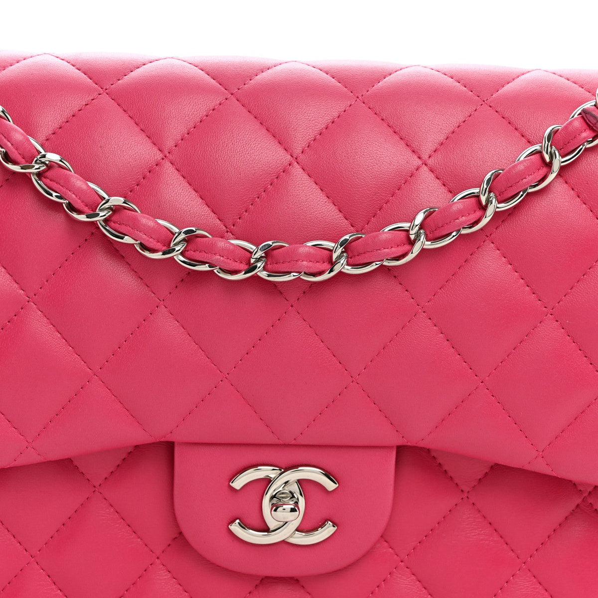 Lambskin Quilted Jumbo Double Flap Dark Pink wholesalehk.shop