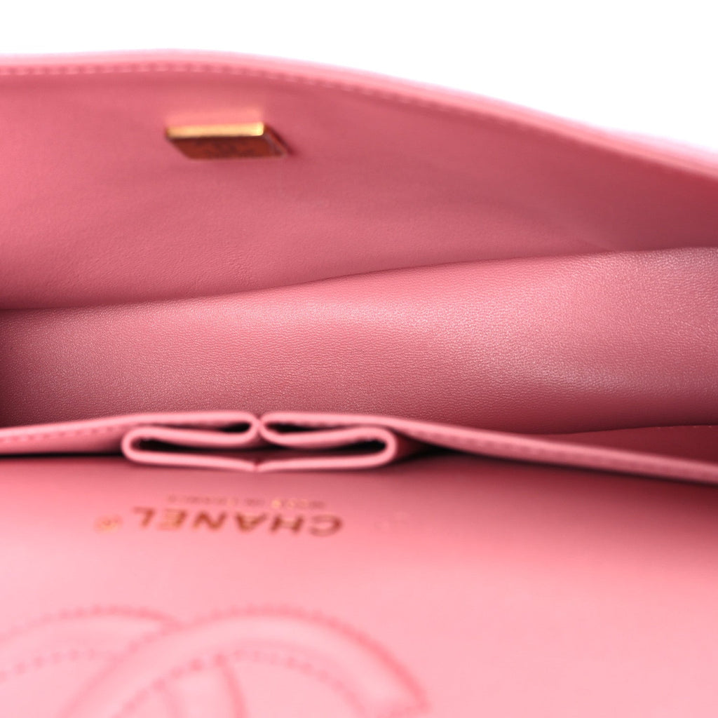 Iridescent Caviar Quilted Medium Double Flap Rose Pink wholesalehk.shop