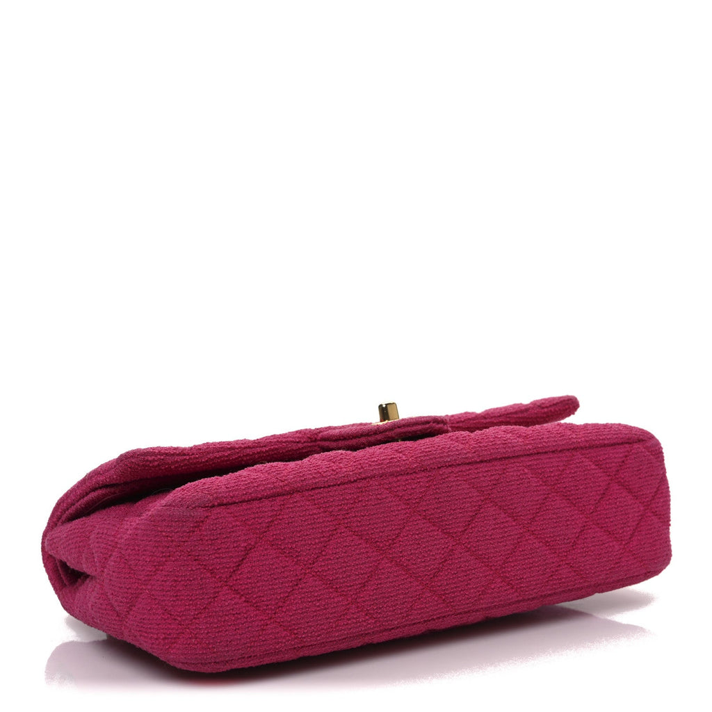 Tweed Quilted Medium Double Flap Fuchsia wholesalehk.shop