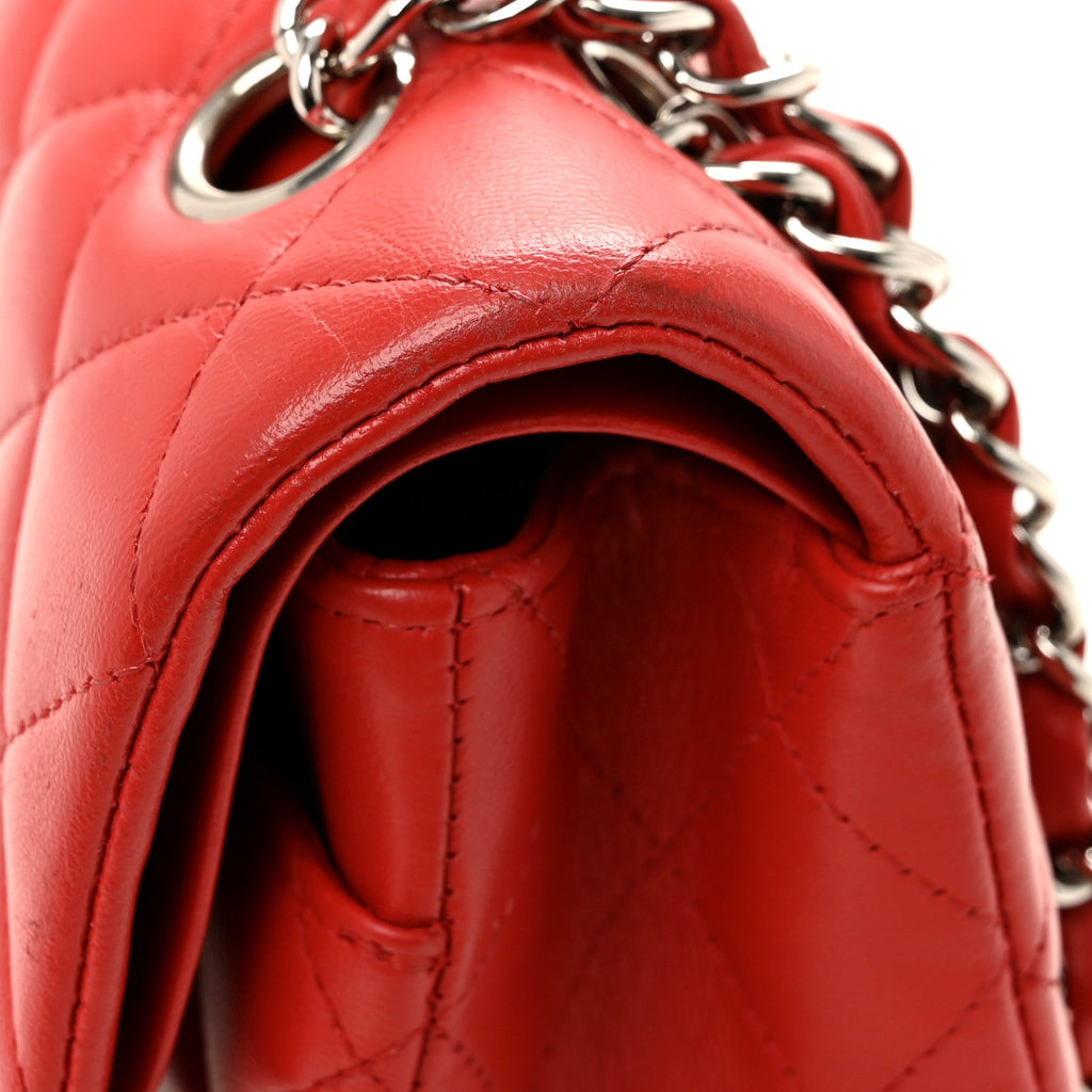 Lambskin Quilted Medium Double Flap Red wholesalehk.shop