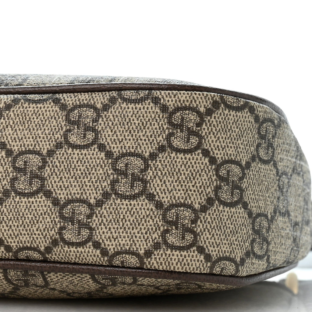 GG Supreme Monogram Textured Dollar Calfskin Small Ophidia Hobo Beige Ebony New Acero wholesalehk.shop