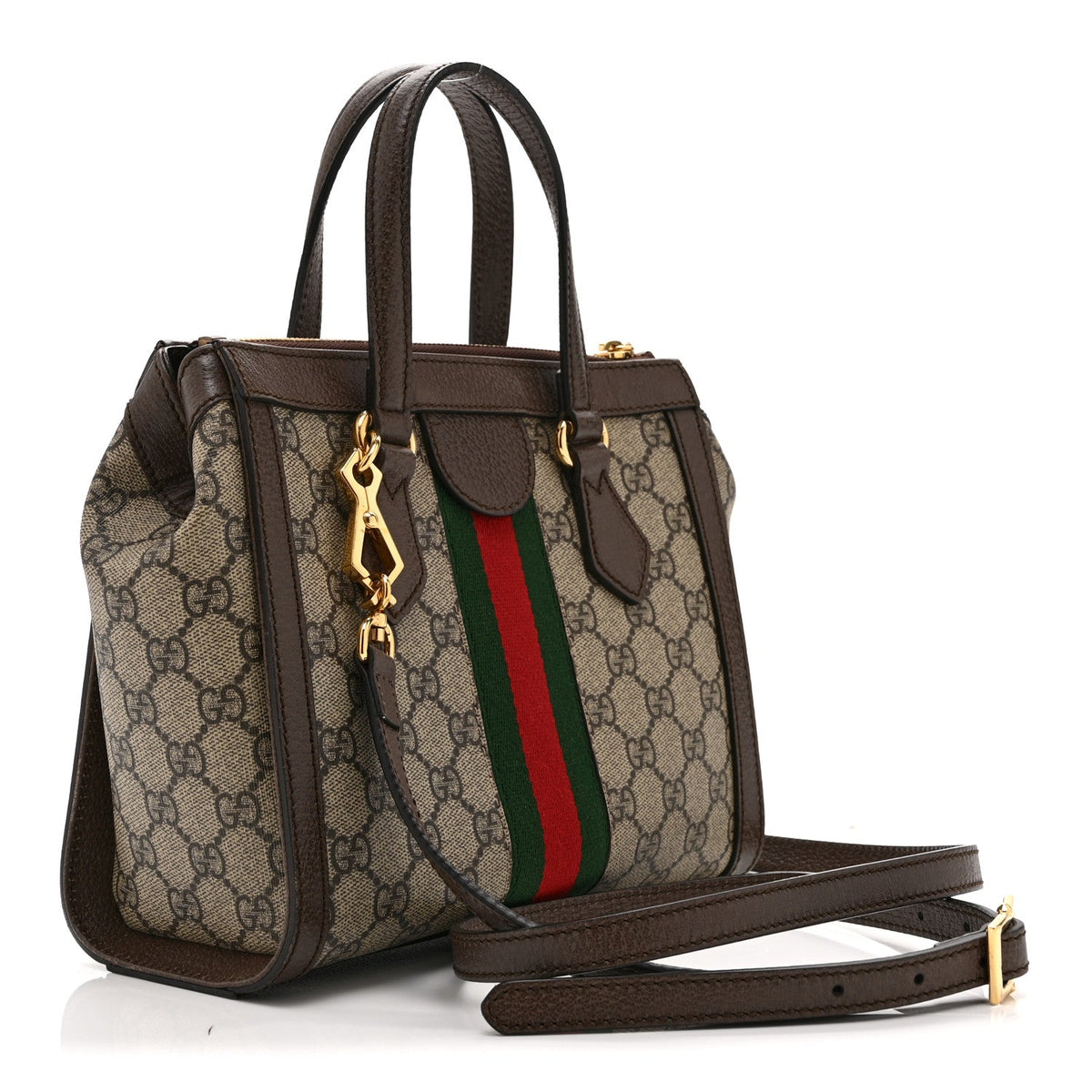 GG Supreme Monogram Small Ophidia Tote Bag Brown wholesalehk.shop