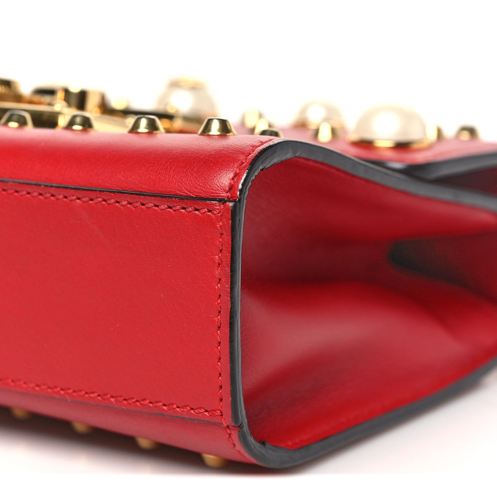Calfskin Studded Small Padlock Shoulder Bag Hibiscus Red £¨ Direct shipment via from wholesalehk.shop