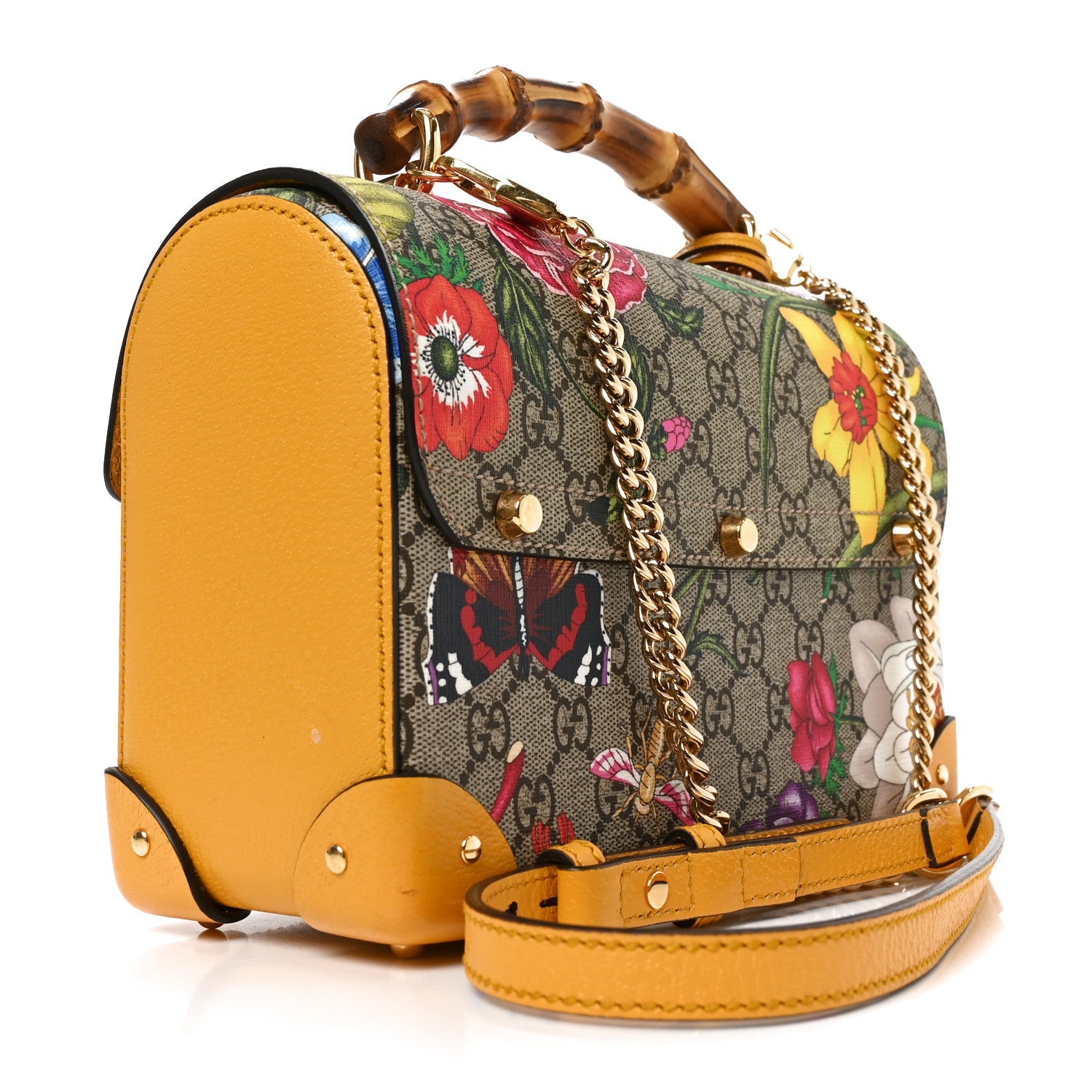 GG Supreme Monogram Flora Small Padlock Bamboo Shoulder Bag Beige Multicolor Crop £¨ Direct shipment via from wholesalehk.shop