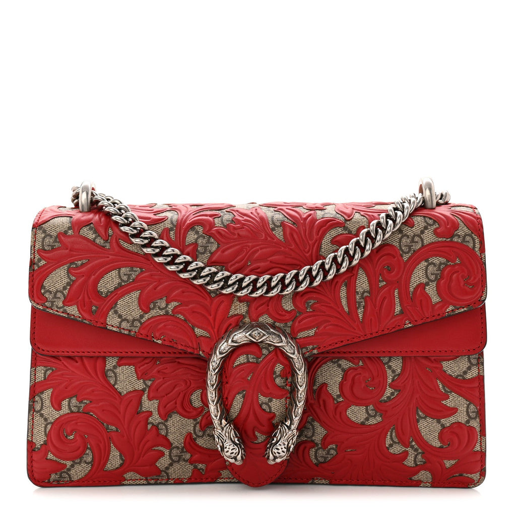 GG Supreme Monogram Arabesque Dionysus Shoulder Bag Hibiscus Red wholesalehk.shop