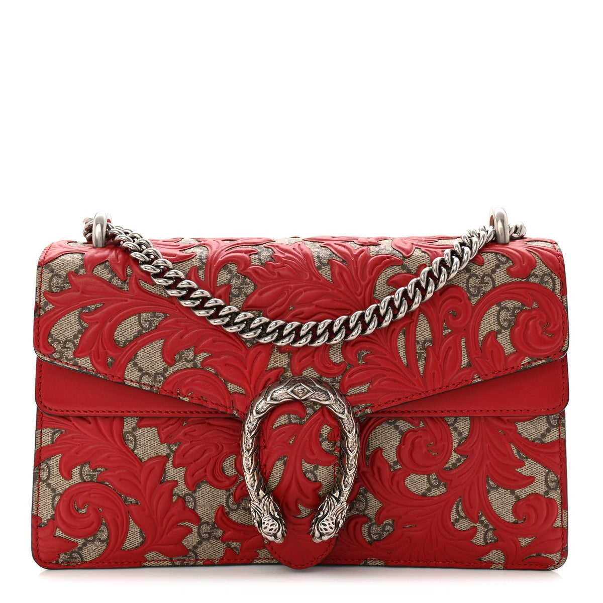 GG Supreme Monogram Arabesque Dionysus Shoulder Bag Hibiscus Red wholesalehk.shop