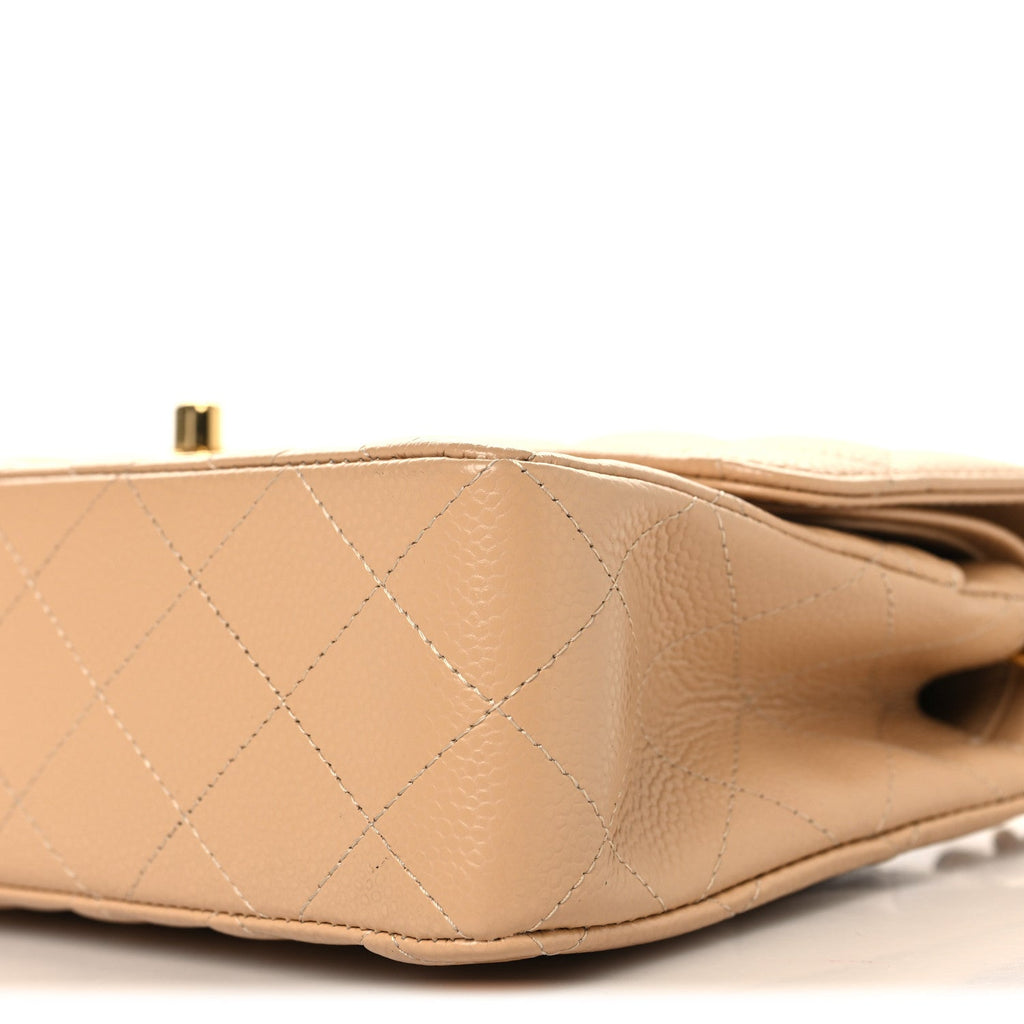 Caviar Quilted Small Double Flap Beige wholesalehk.shop