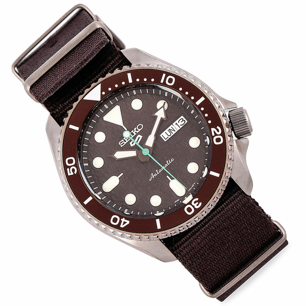 Seiko 5 Sport Automatic Brown Dial Brown Nylon Strap Watch For Men - SRPD85K1 wholesalehk.shop