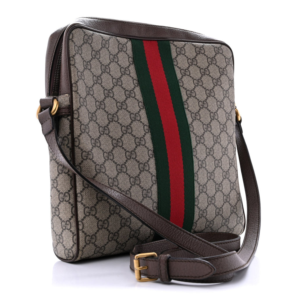 GG Supreme Monogram Web Medium Ophidia Messenger Bag Brown wholesalehk.shop