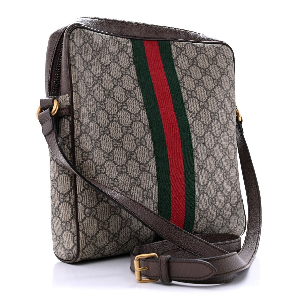 GG Supreme Monogram Web Medium Ophidia Messenger Bag Brown wholesalehk.shop
