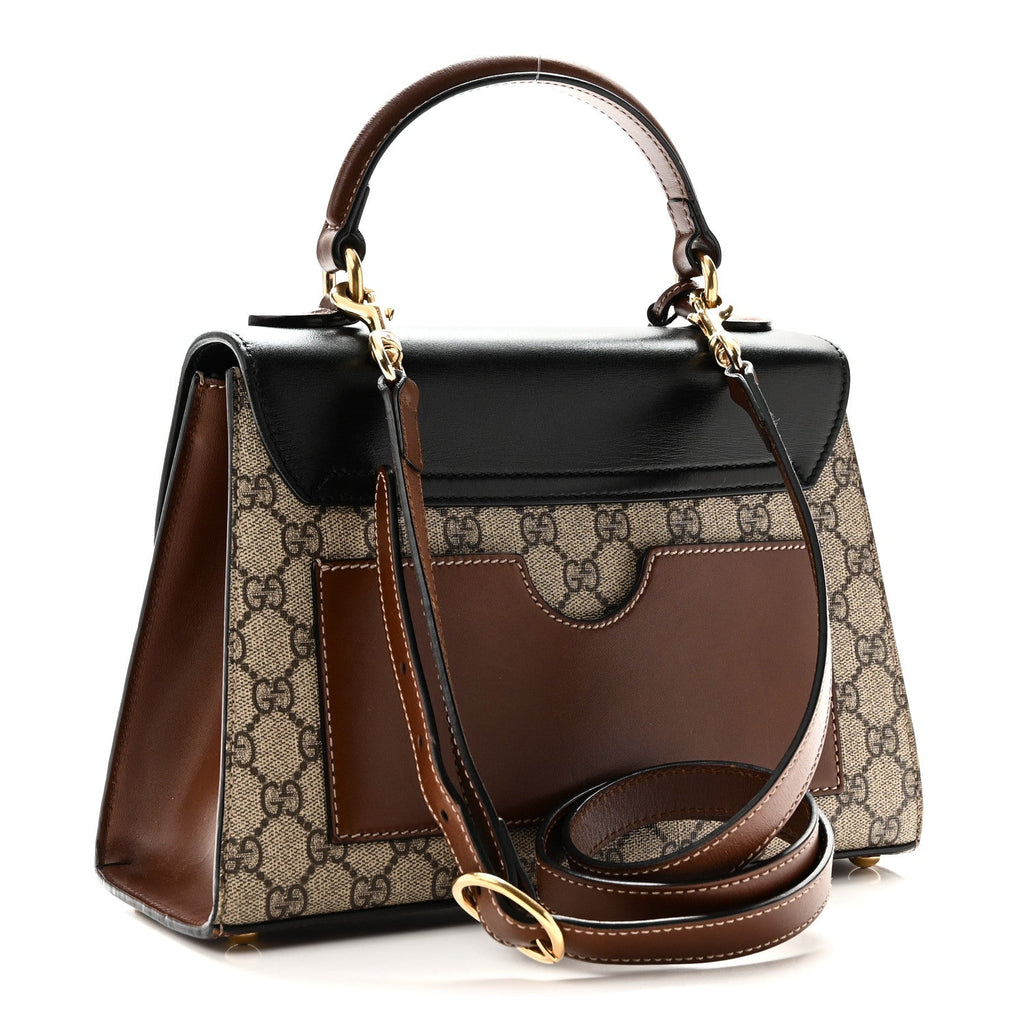 GG Supreme Monogram Calfskin Small Padlock Top Handle Bag Beige Black Cuir £¨ Direct shipment via from wholesalehk.shop