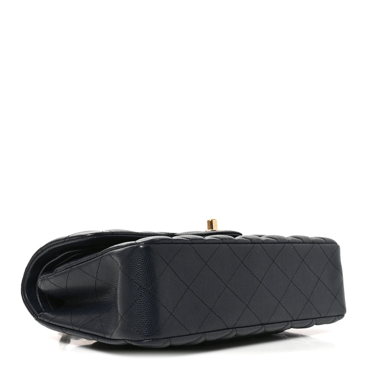 Caviar Quilted Small Double Flap Dark Navy wholesalehk.shop