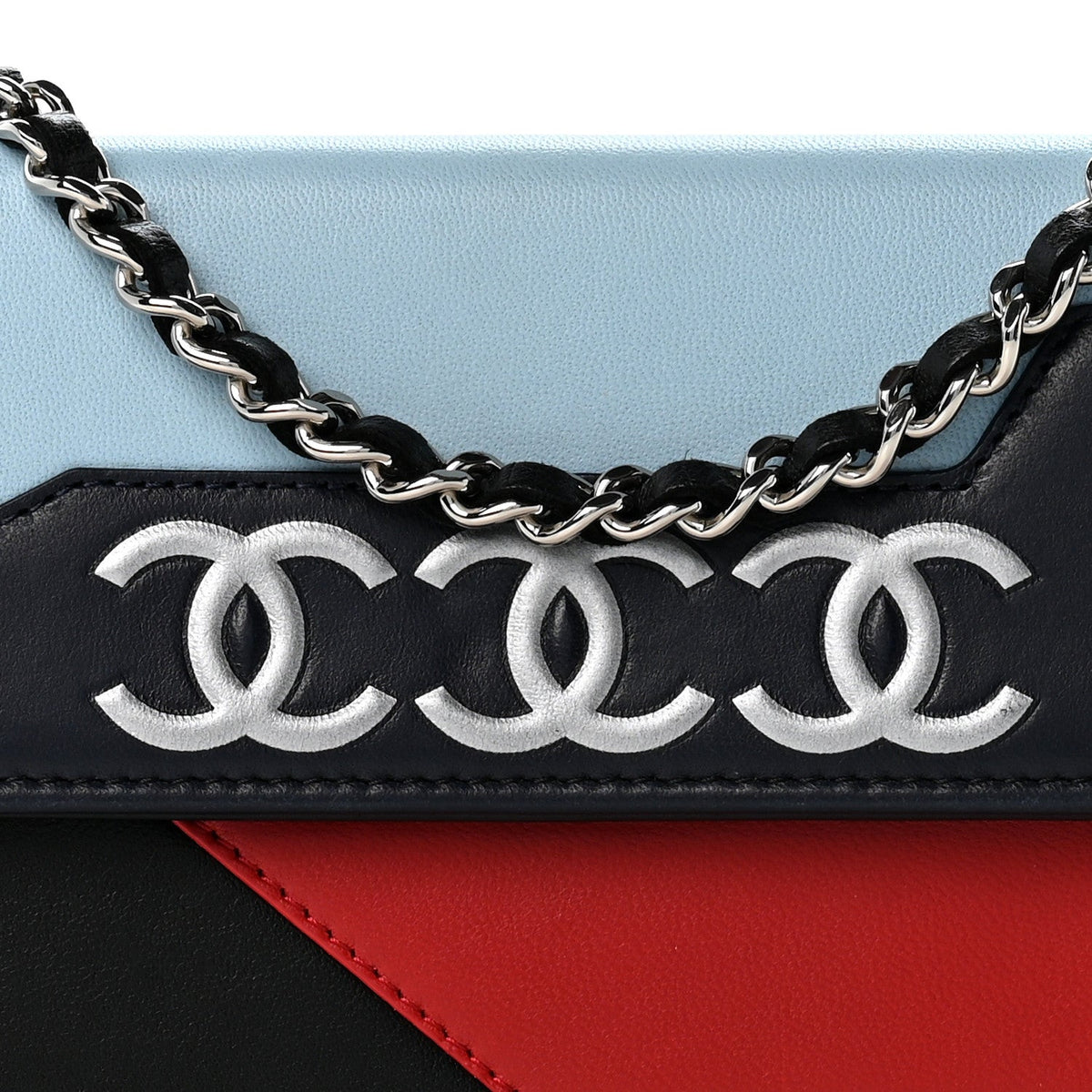 Lambskin Airlines Wallet On Chain WOC Blue Black Red wholesalehk.shop