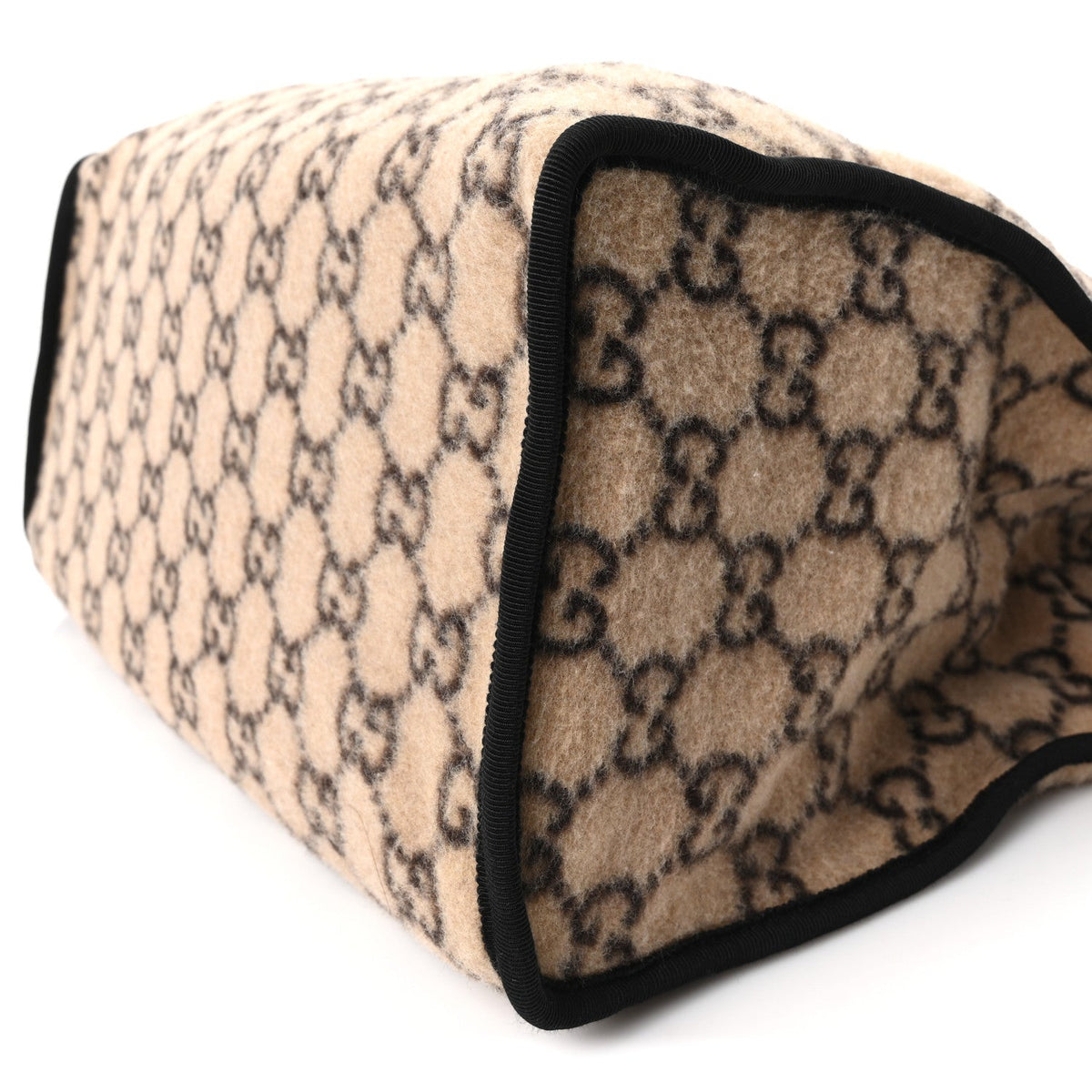 Covered Wool GG Monogram Large Tote Bag Beige Ebony wholesalehk.shop