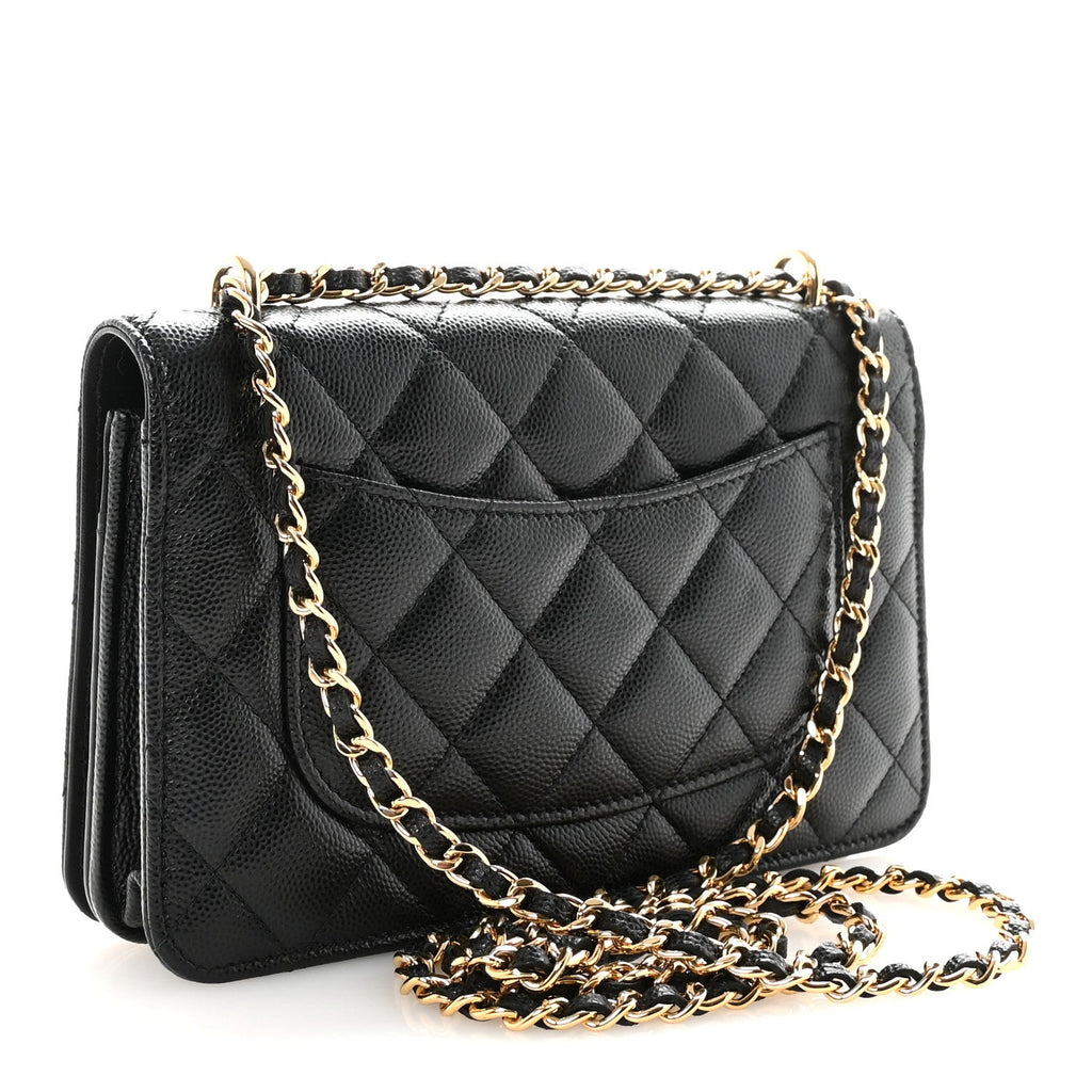 Caviar Quilted Pocket Clutch With Chain WOC Black wholesalehk.shop
