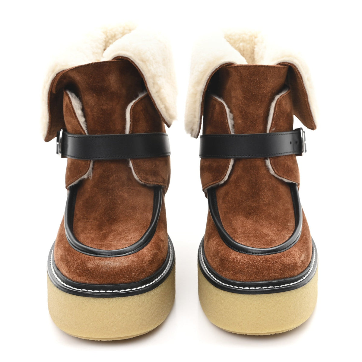 Suede Shearling Womens Hemisphere Ankle Boots 37.5 Brown wholesalehk.shop