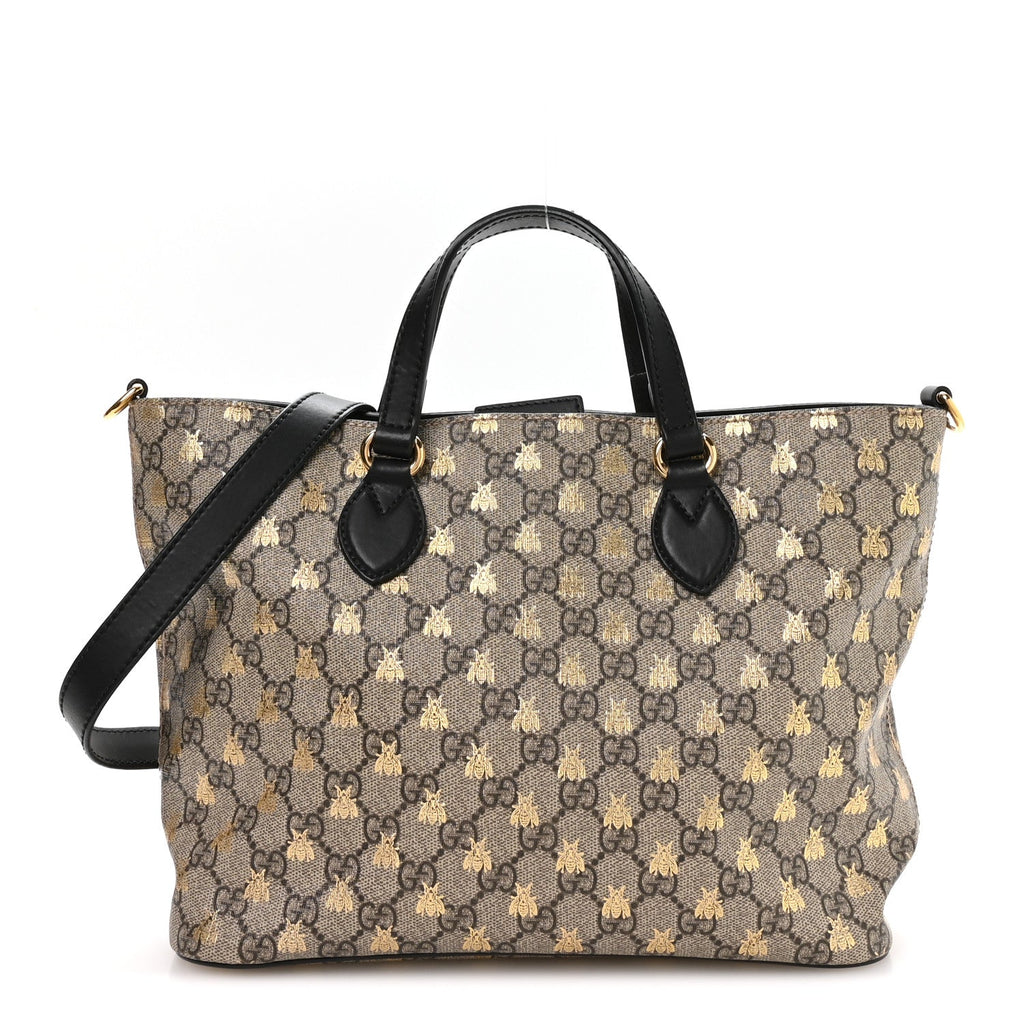 Soft GG Supreme Monogram Bees Small Crossbody Tote Beige Oro Black wholesalehk.shop