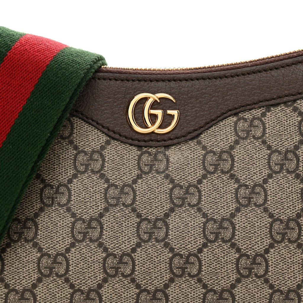 GG Supreme Monogram Textured Dollar Calfskin Web Small Ophidia GG Handbag Beige Ebony New Acero wholesalehk.shop