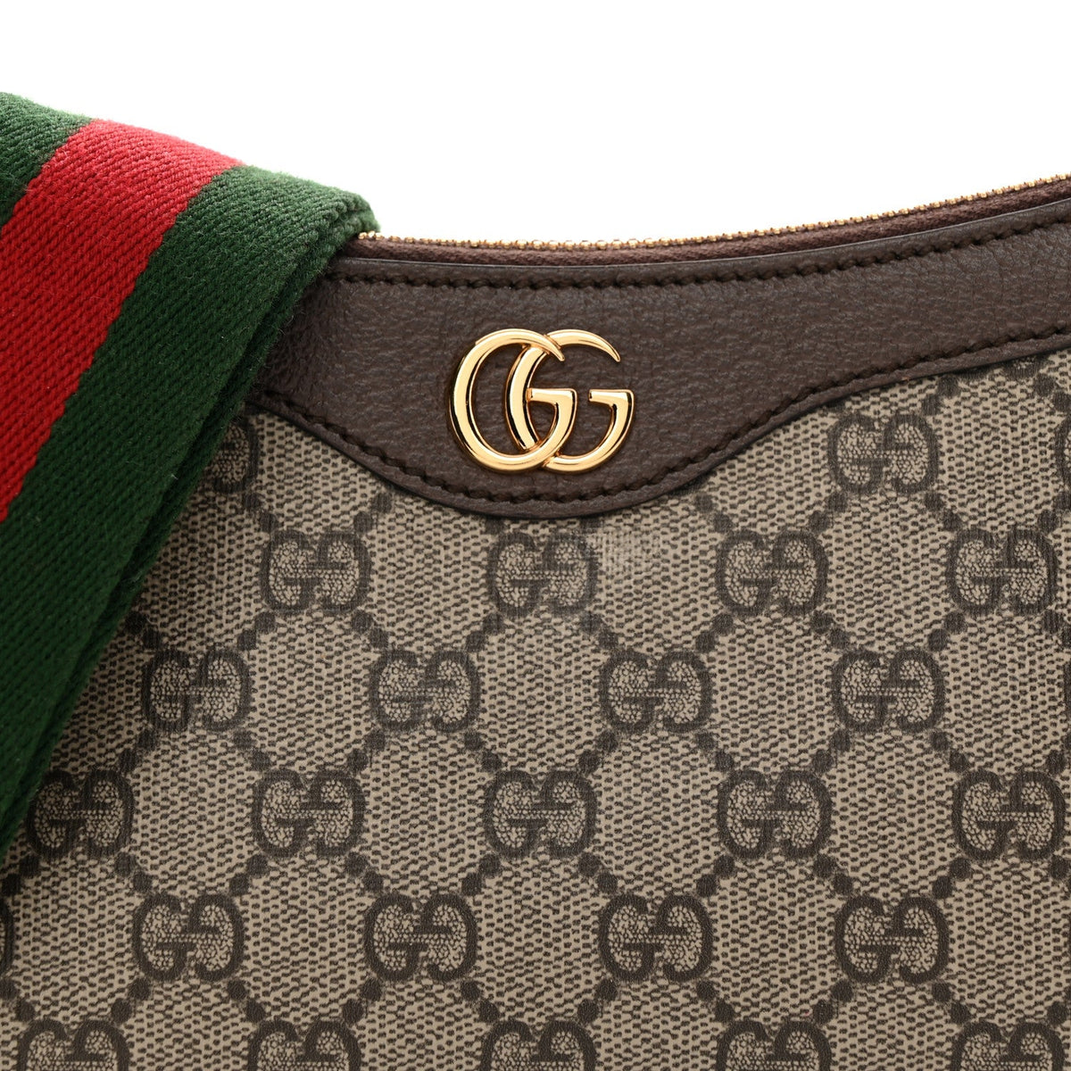 GG Supreme Monogram Textured Dollar Calfskin Web Small Ophidia GG Handbag Beige Ebony New Acero wholesalehk.shop