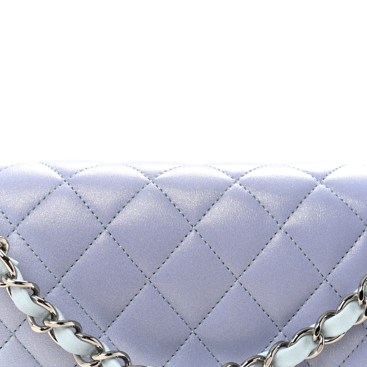 Perforated Lambskin Quilted Medium Double Flap Light Blue Light Purple White wholesalehk.shop