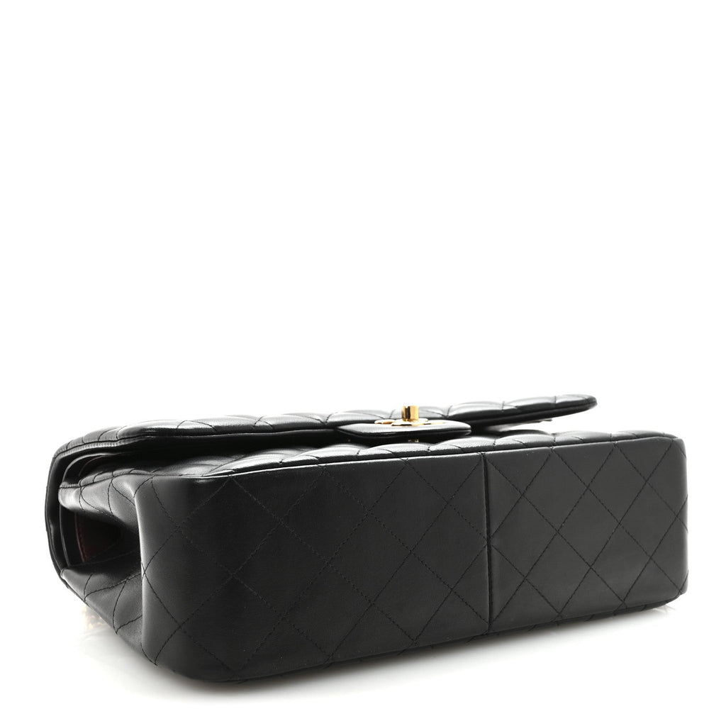 Lambskin Quilted Jumbo Double Flap  Black wholesalehk.shop