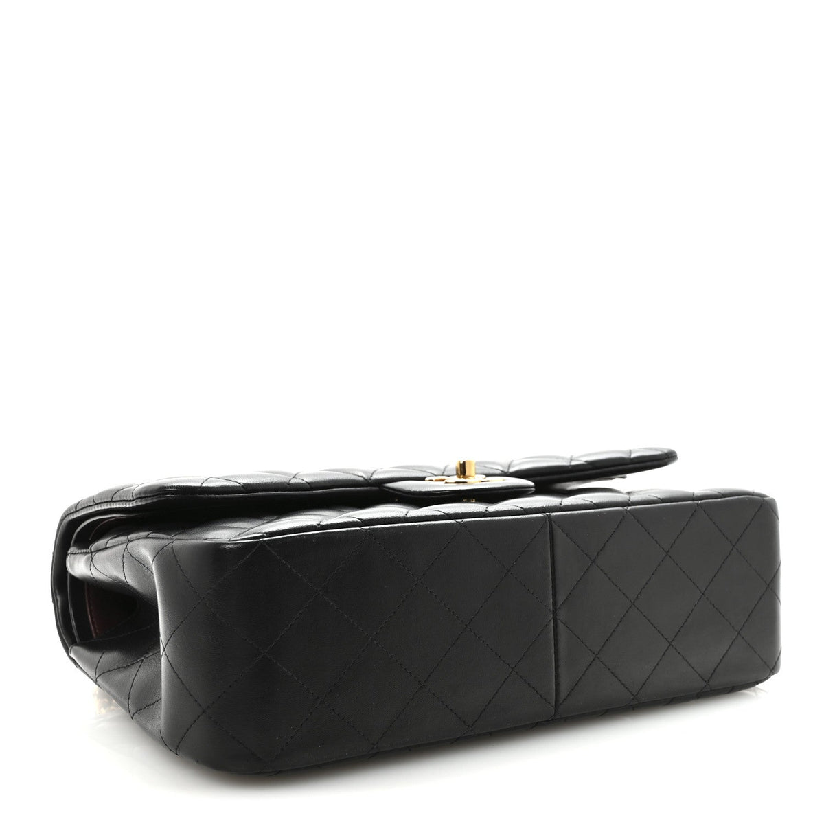 Lambskin Quilted Jumbo Double Flap  Black wholesalehk.shop