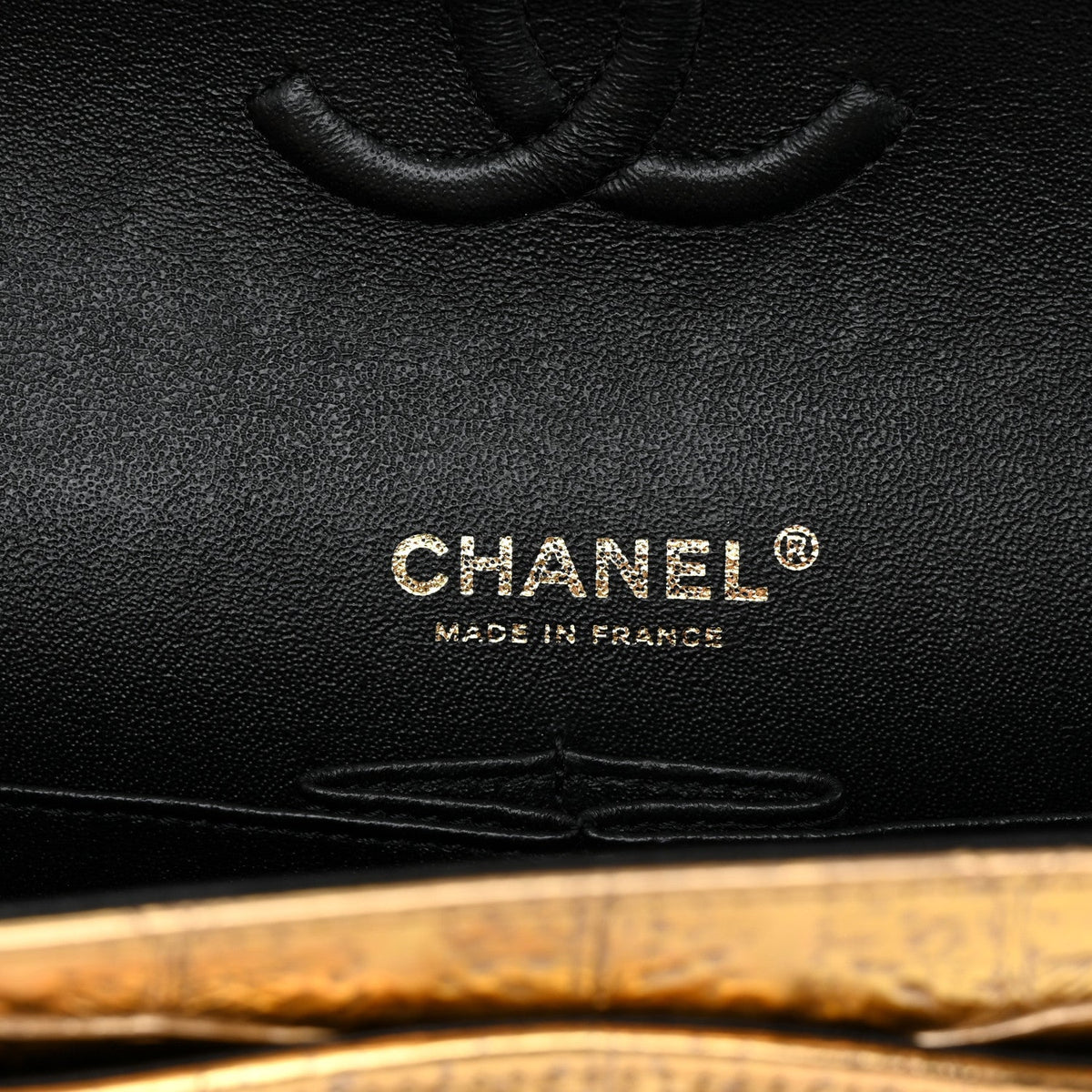 Metallic Calfskin Crocodile Embossed Cocodile Small Double Flap Gold wholesalehk.shop