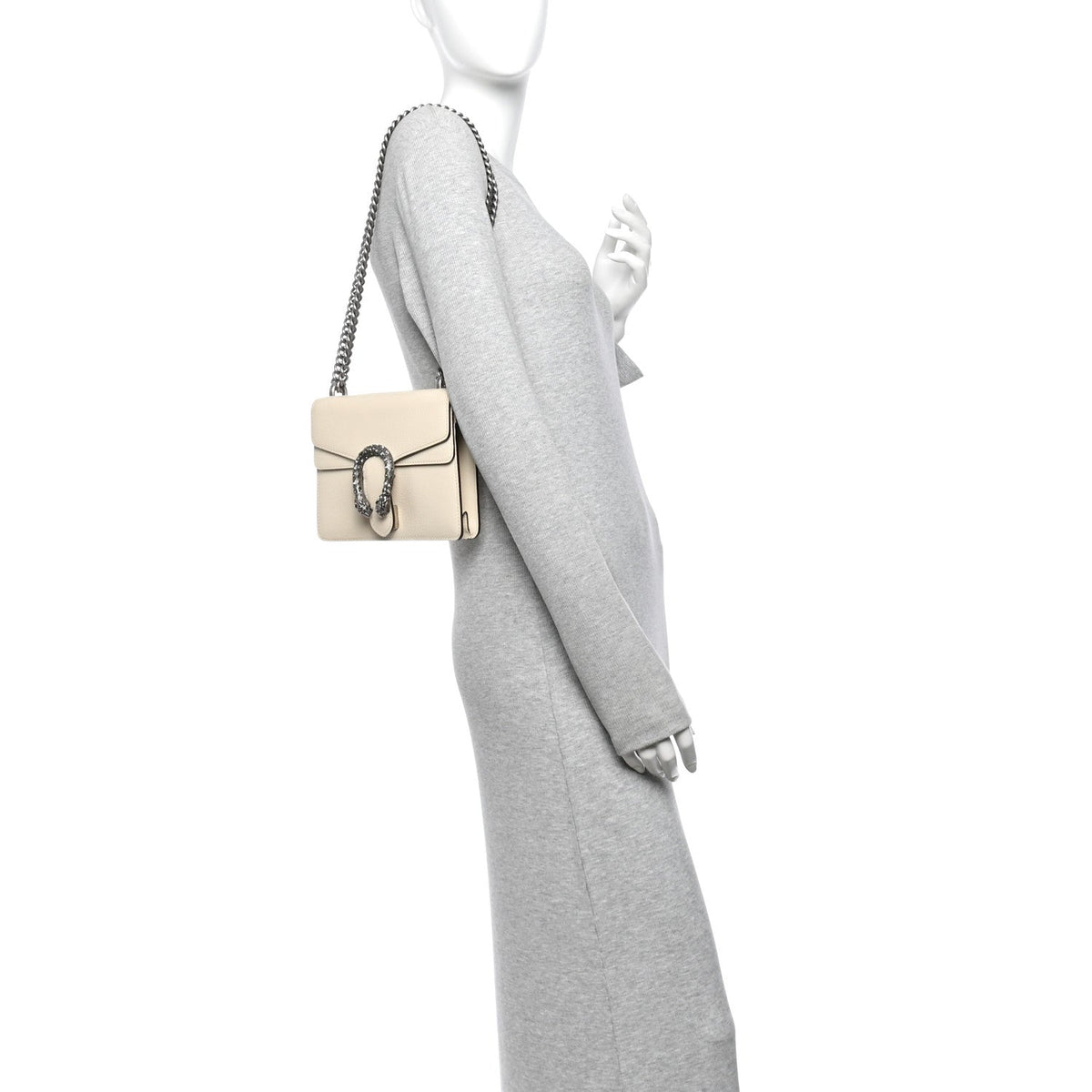Textured Calfskin Crystal Mini Dionysus Shoulder Bag Mystic White wholesalehk.shop
