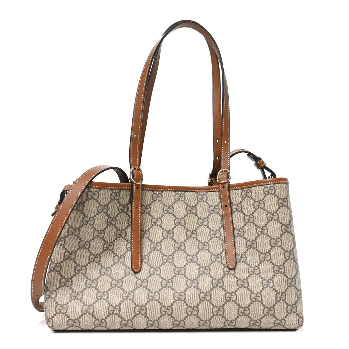 GG Supreme Monogram Emblem Medium Tote Bag Beige Dark Brown wholesalehk.shop