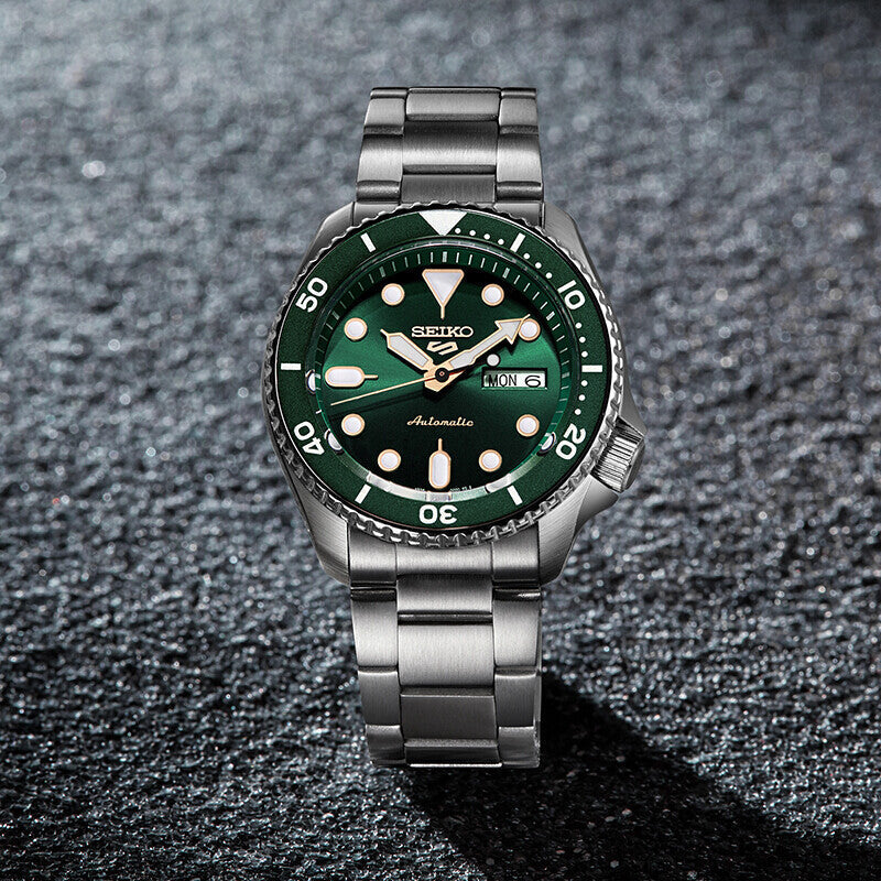 Seiko 5 Sports Automatic Analog Green Dial Silver Steel Strap Watch For Men - SRPD63K1 wholesalehk.shop
