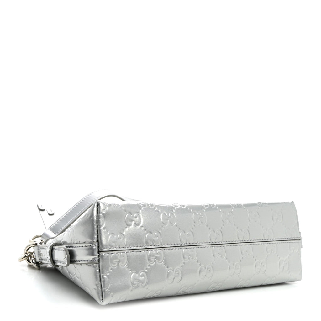 Shine Guccissima Emblem Small Shoulder Bag Silver £¨ Direct shipment via from wholesalehk.shop