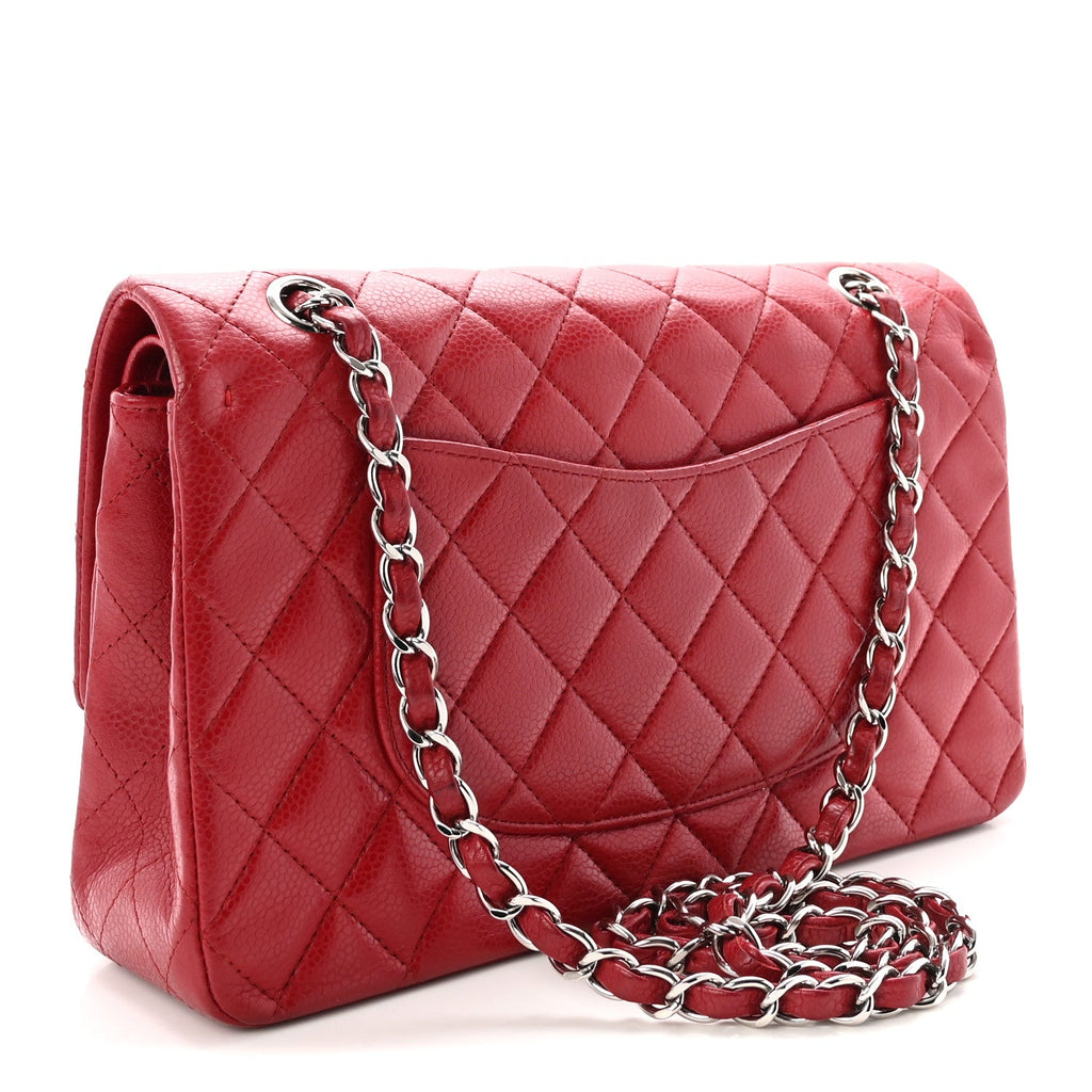 Caviar Quilted Medium Double Flap Red wholesalehk.shop