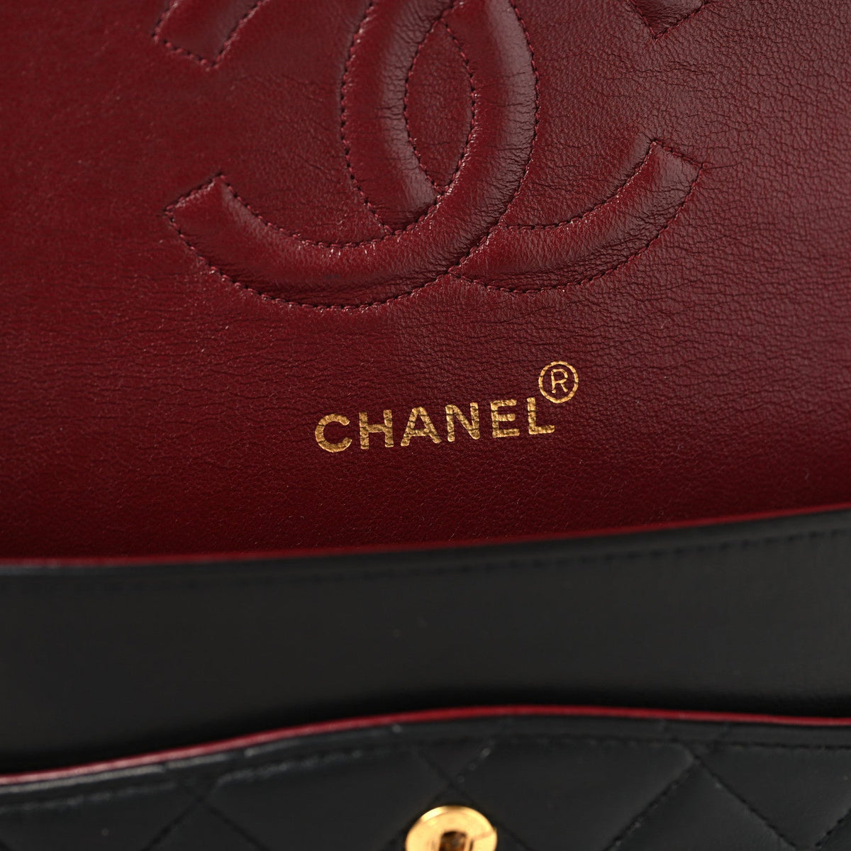 Lambskin Quilted Medium Double Flap Black wholesalehk.shop