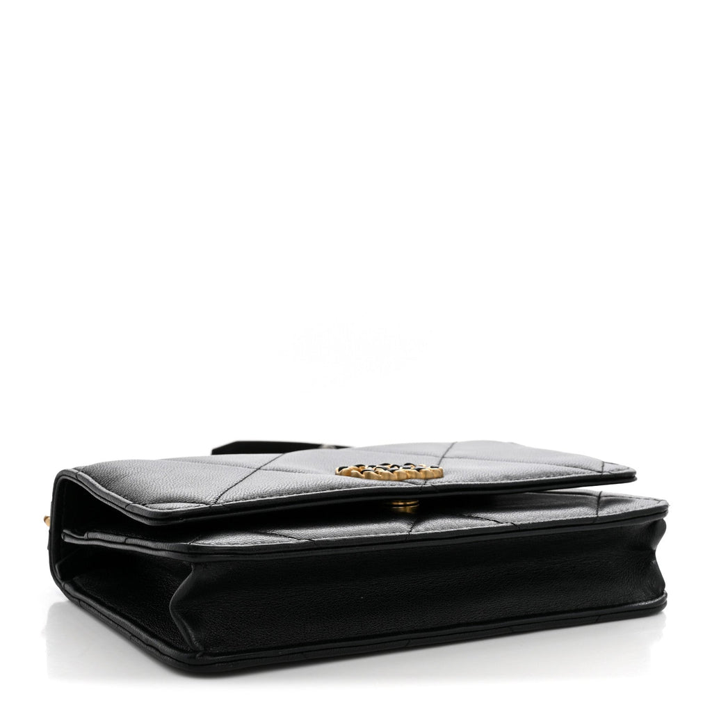 Lambskin Quilted Chanel 19 Wallet On Chain WOC Black wholesalehk.shop
