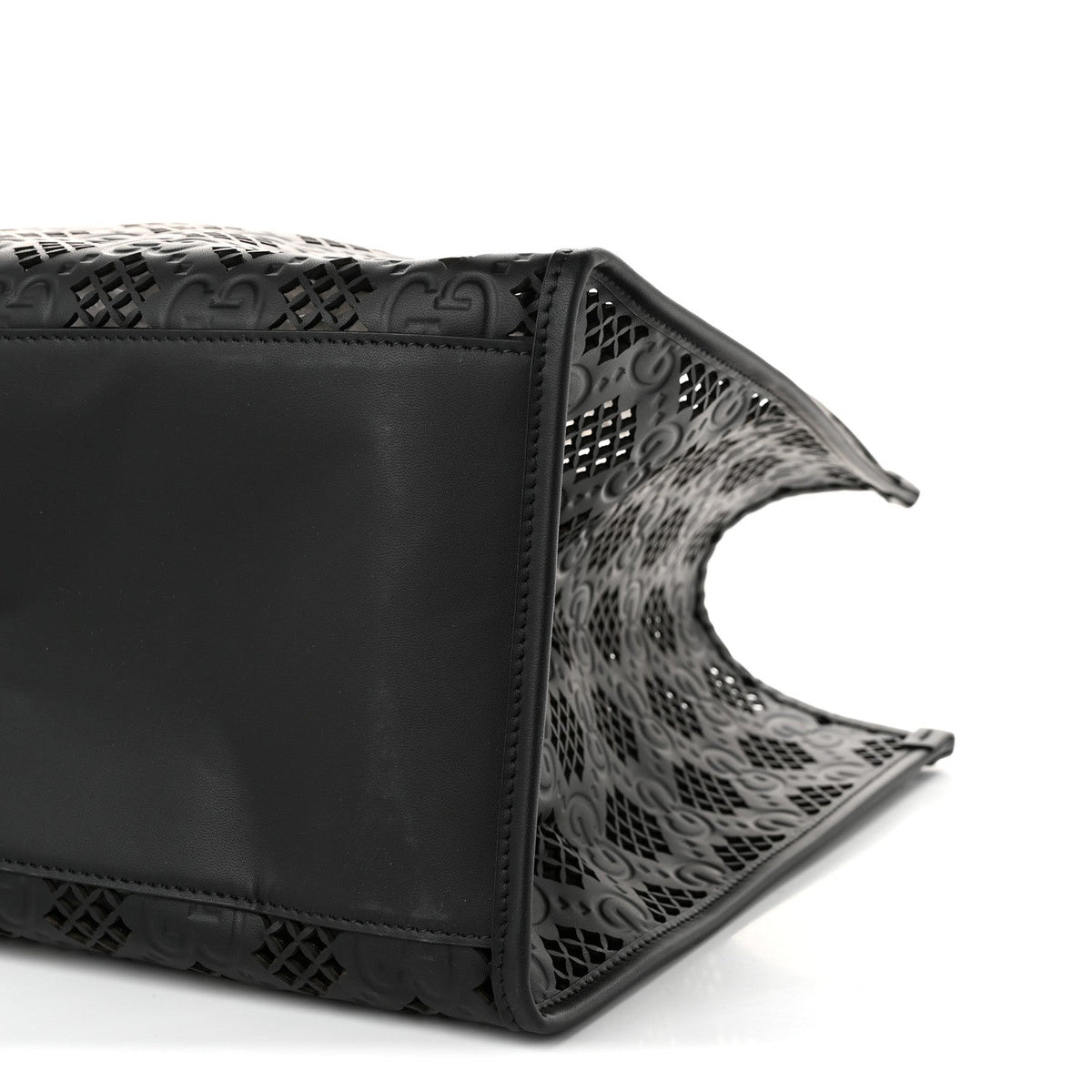Calfskin GG Monogram Diamond Cut Medium Ophidia Tote Bag Black wholesalehk.shop