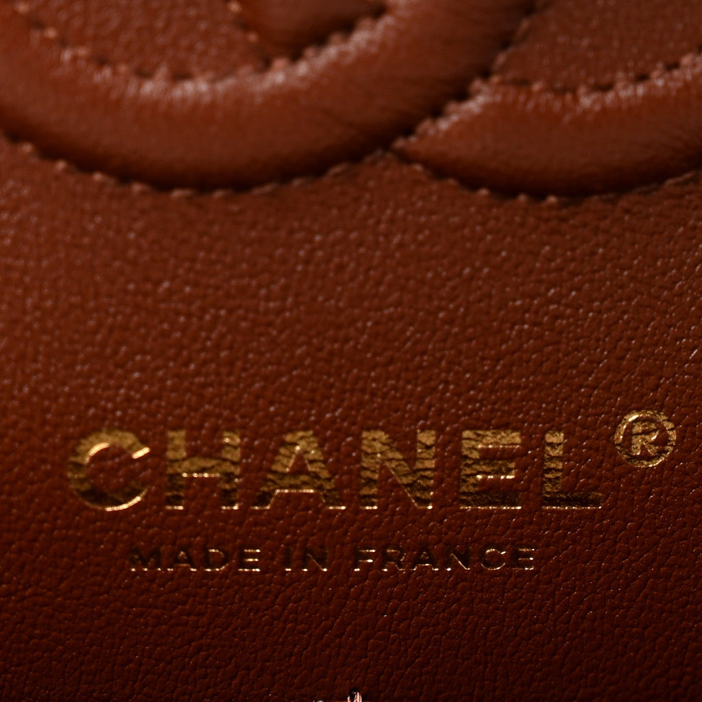 Lambskin Quilted Small Double Flap Dark Brown wholesalehk.shop