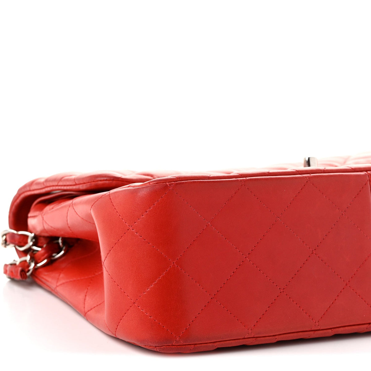 Lambskin Quilted Jumbo Double Flap Red wholesalehk.shop