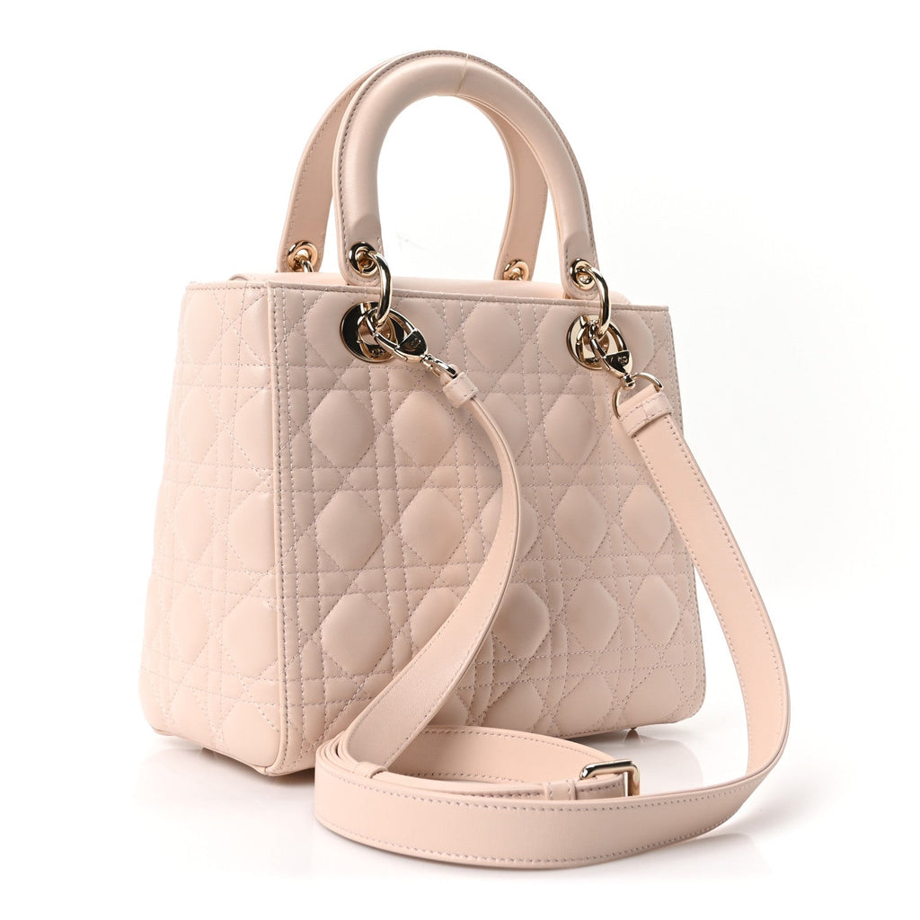 Lambskin Cannage Medium Lady Dior Light Pink wholesalehk.shop