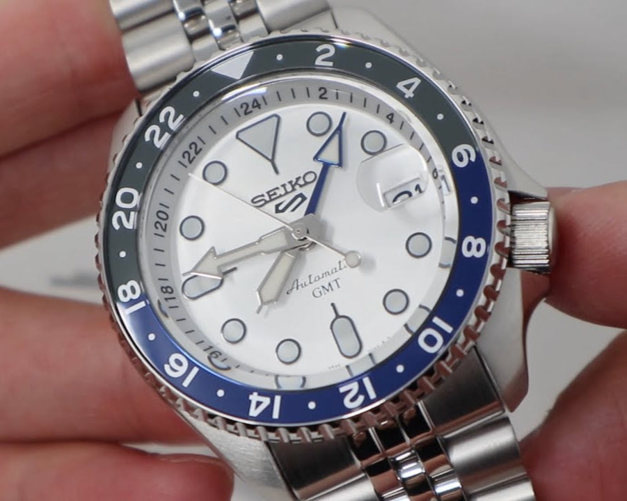 Seiko 5 Sports SKX GMT Automatic Sky Blue Dial Silver Steel Strap Watch For Men - SSK033K1 wholesalehk.shop