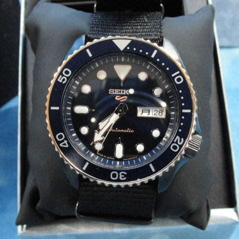 Seiko 5 Sports Automatic Blue Dial Black NATO Strap Watch for Men - SBSA098 wholesalehk.shop
