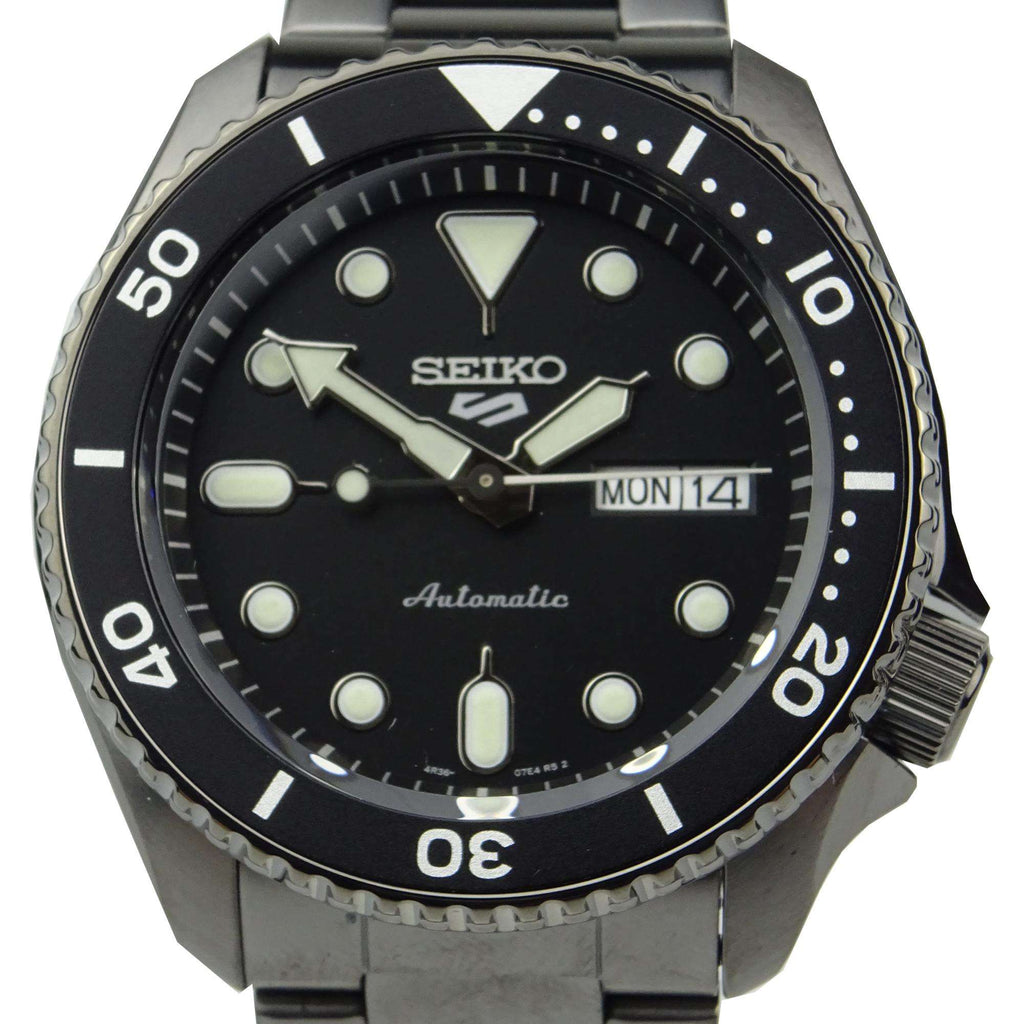 Seiko 5 Sports Automatic Black Dial Black Steel Strap Watch For Men - SRPD65K1 wholesalehk.shop