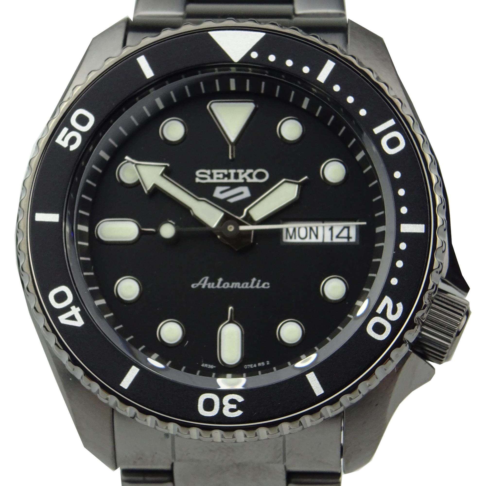 Seiko 5 Sports Automatic Black Dial Black Steel Strap Watch For Men - SRPD65K1 wholesalehk.shop