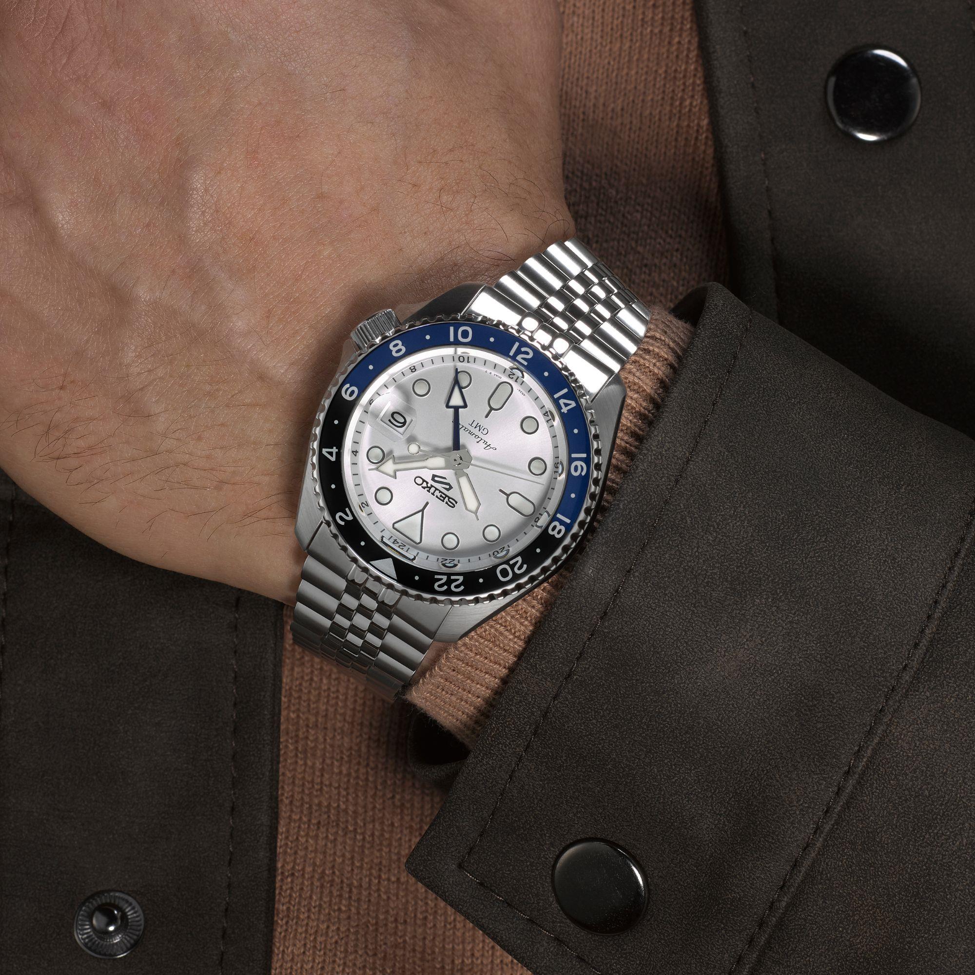 Seiko 5 Sports SKX GMT Automatic Sky Blue Dial Silver Steel Strap Watch For Men - SSK033K1 wholesalehk.shop