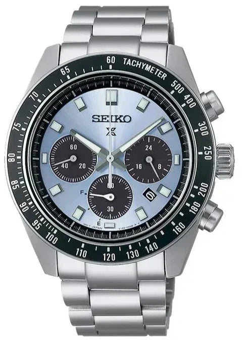 Seiko Prospex Speedtimer 41.4 Solar Chronograph Blue Dial Silver Steel Strap Watch for Men - SSC935 wholesalehk.shop