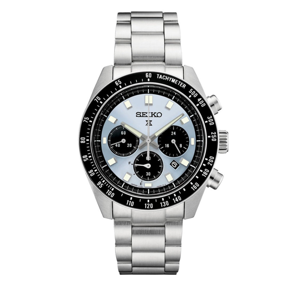 Seiko Prospex Speedtimer 41.4 Solar Chronograph Blue Dial Silver Steel Strap Watch for Men - SSC935 wholesalehk.shop
