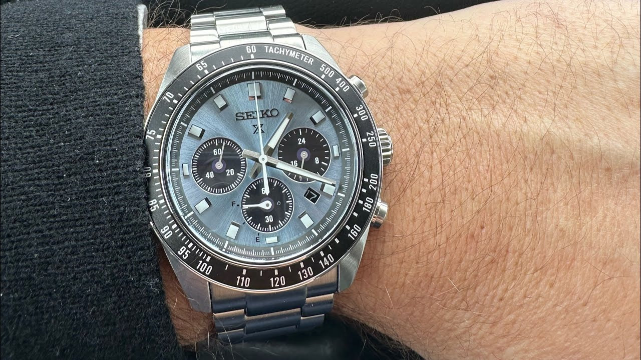Seiko Prospex Speedtimer 41.4 Solar Chronograph Blue Dial Silver Steel Strap Watch for Men - SSC935 wholesalehk.shop