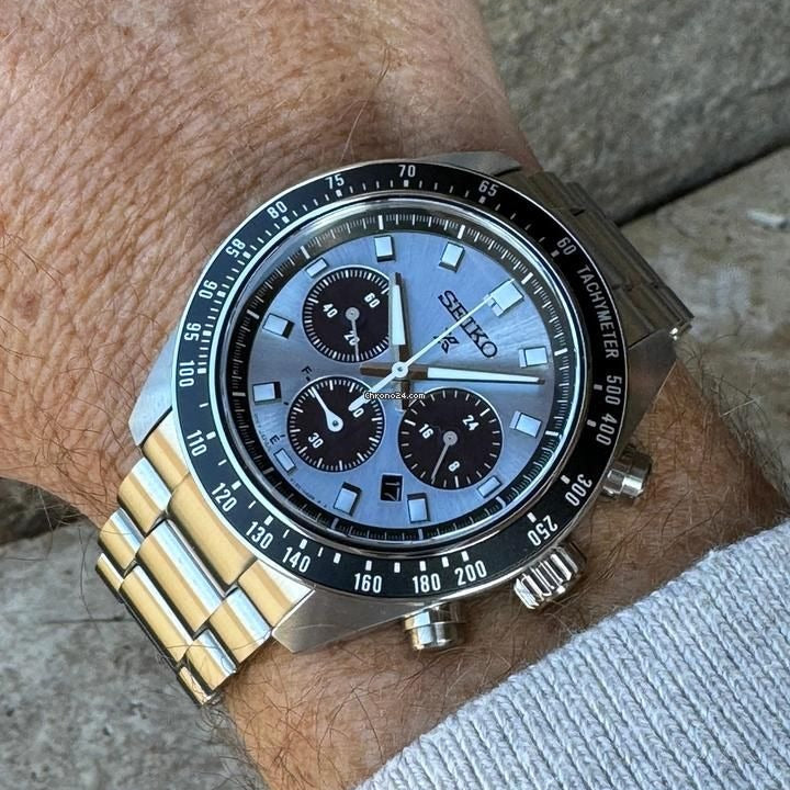 Seiko Prospex Speedtimer 41.4 Solar Chronograph Blue Dial Silver Steel Strap Watch for Men - SSC935 wholesalehk.shop