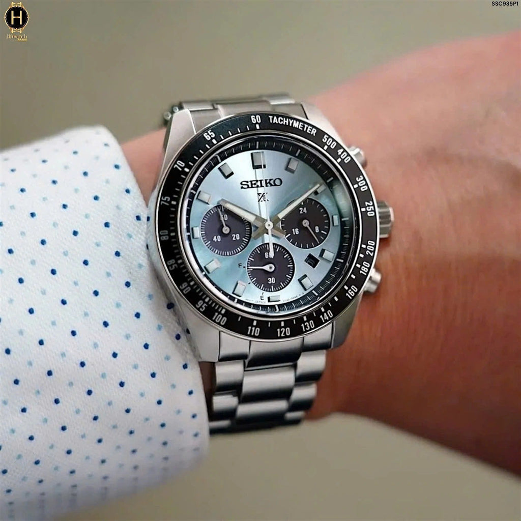 Seiko Prospex Speedtimer 41.4 Solar Chronograph Blue Dial Silver Steel Strap Watch for Men - SSC935 wholesalehk.shop