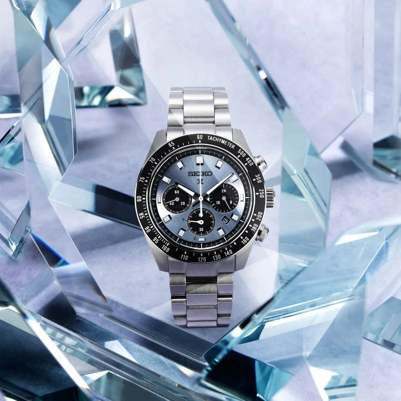 Seiko Prospex Speedtimer 41.4 Solar Chronograph Blue Dial Silver Steel Strap Watch for Men - SSC935 wholesalehk.shop