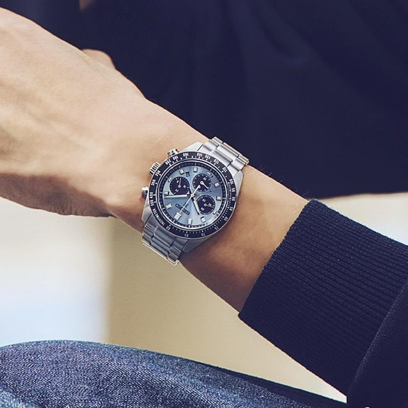 Seiko Prospex Speedtimer 41.4 Solar Chronograph Blue Dial Silver Steel Strap Watch for Men - SSC935 wholesalehk.shop